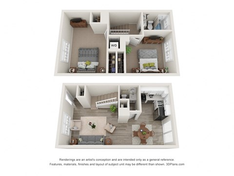A04 Floor Plan at Georgian Oaks Apartments 2, Smyrna, GA